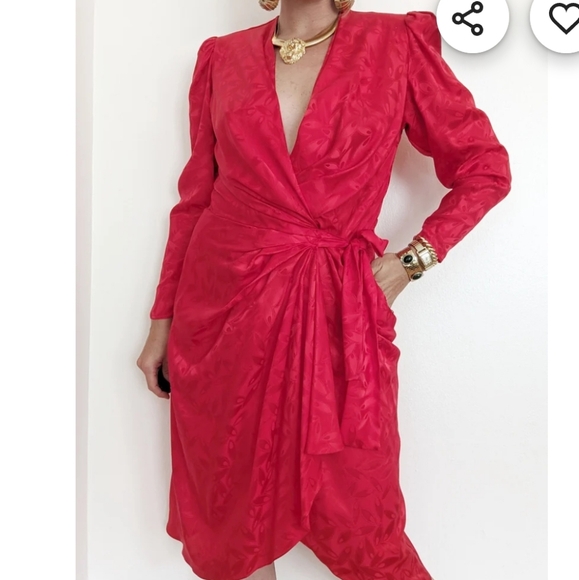 Argenti Silk Vintage Elegant Black Long Sleeve Paisley With Pockets, Belt Dress - Picture 2 of 13